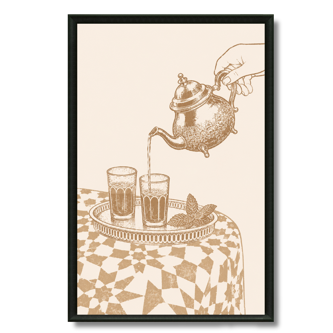 Tableau table de thé illustration marocaine traditionnelle