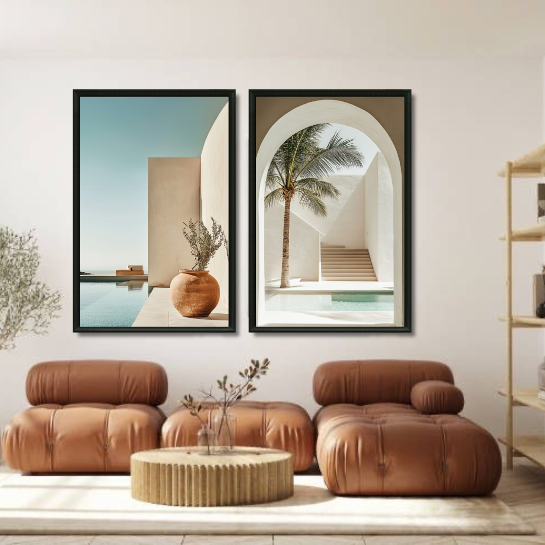 Duo tableaux riads minimalistes marocains pack