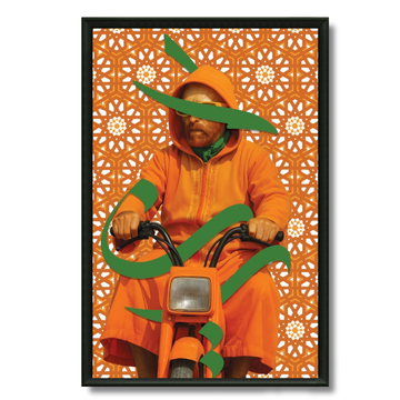 Tableau Van Gogh à Marrakech djellaba scooter pop art