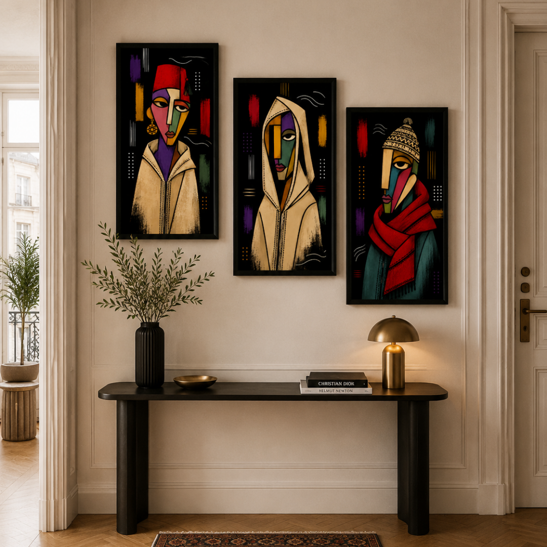 Triptyque Tableaux - Picasa Black Trio