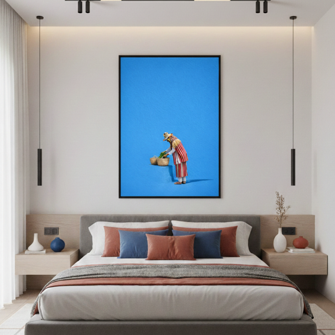Tableau la femme de Chefchaouen ruelles bleues marocaines