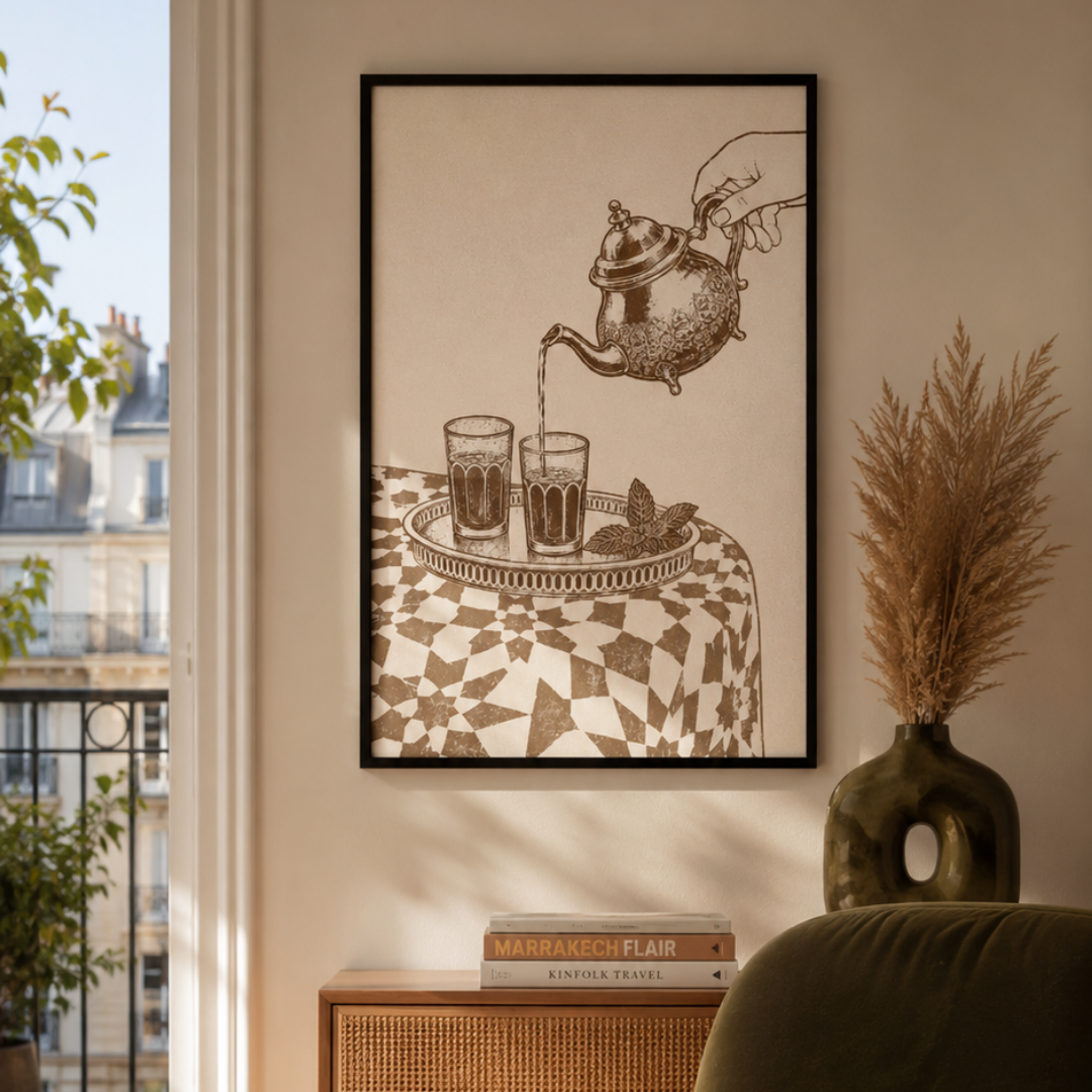 Tableau table de thé illustration marocaine traditionnelle