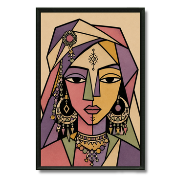 Tableau masque femme berbère art culturel marocain