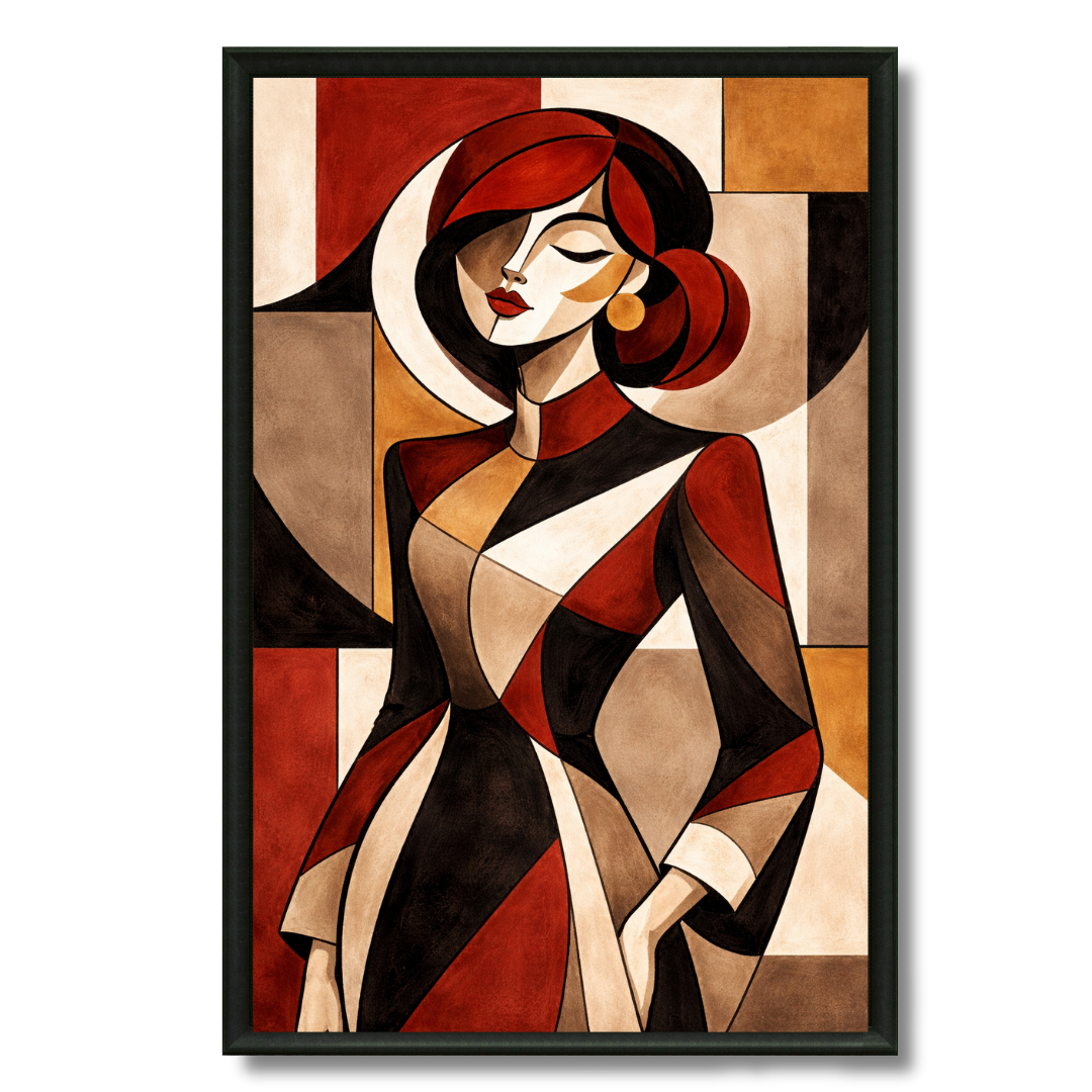 Tableau femme géométrique art déco contemporain