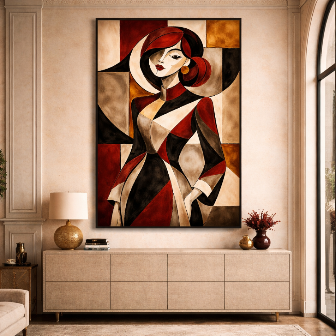 Tableau femme géométrique art déco contemporain