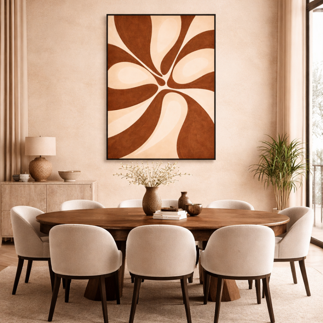 Tableau marron géométrique art déco détail