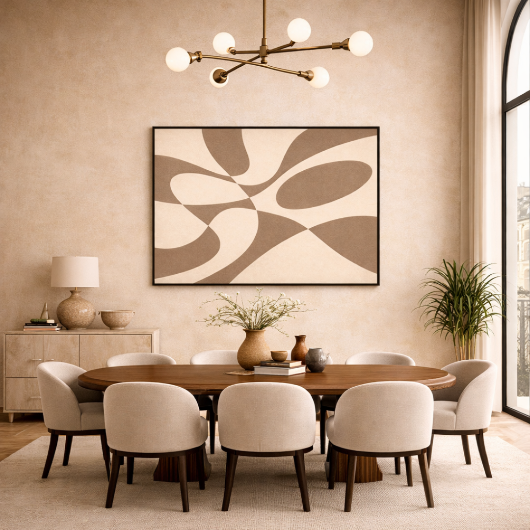 Tableau taupe géométrique art déco détail