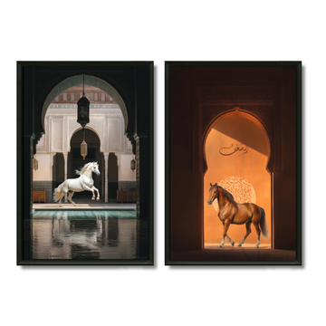 Duo tableaux chevaux du riad marocain pack