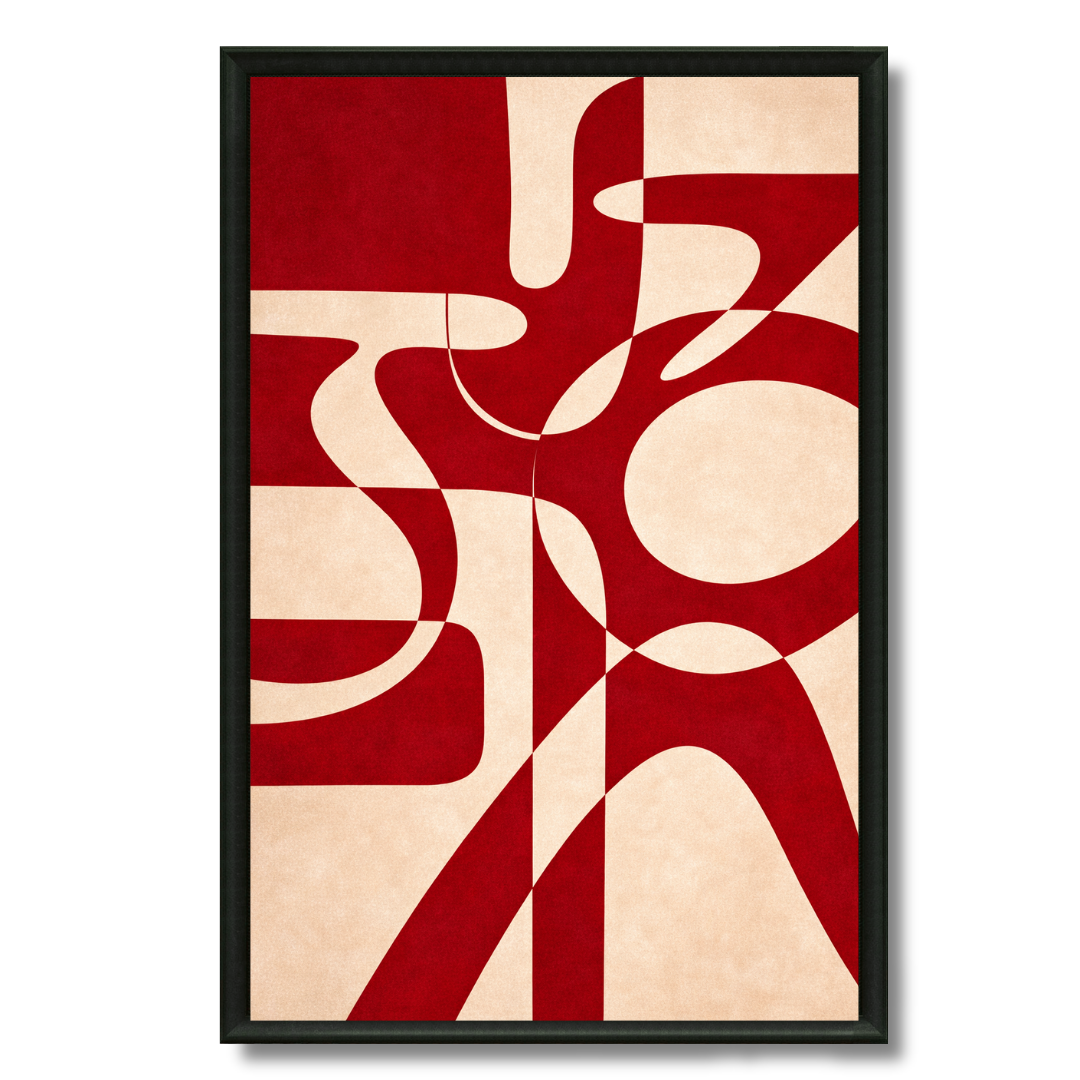 Tableau rouge géométrique art déco audacieux