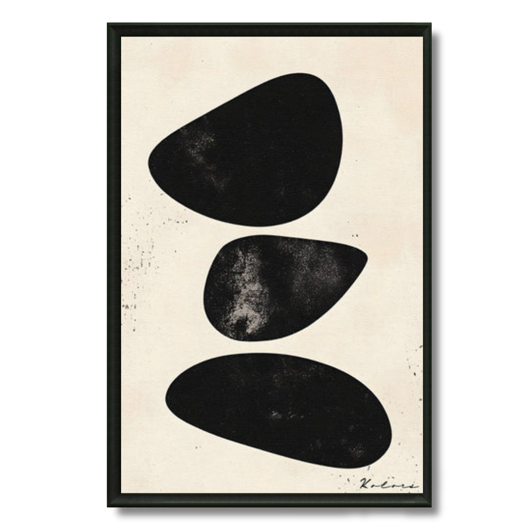 Tableau pierres noires art déco géométrique design