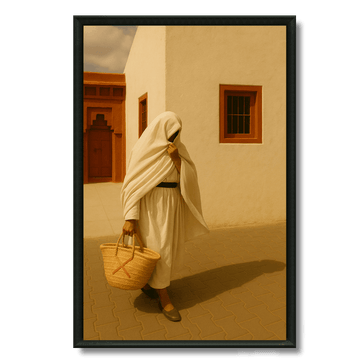 Tableau femme au haïk ruelle marocaine culture