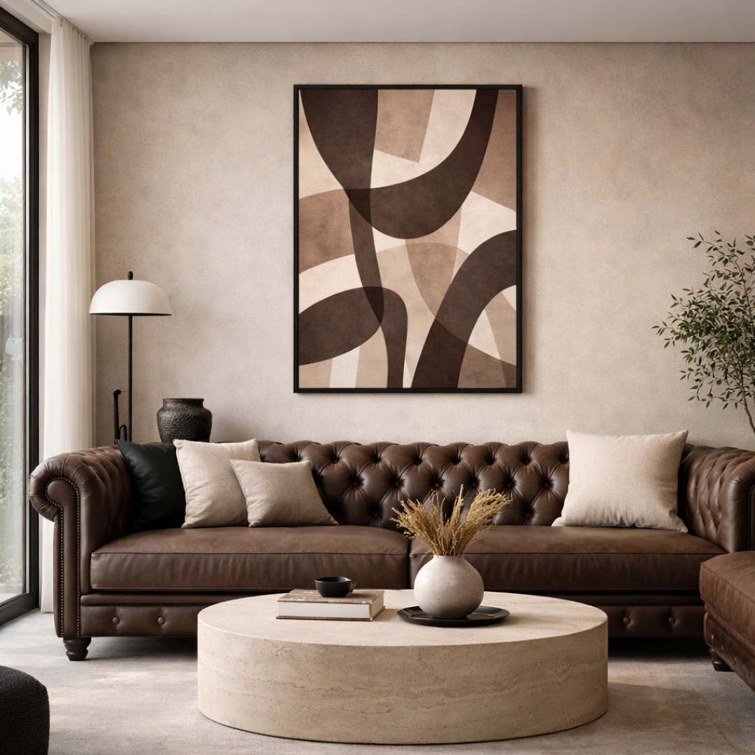 Tableau brown wave art déco détail