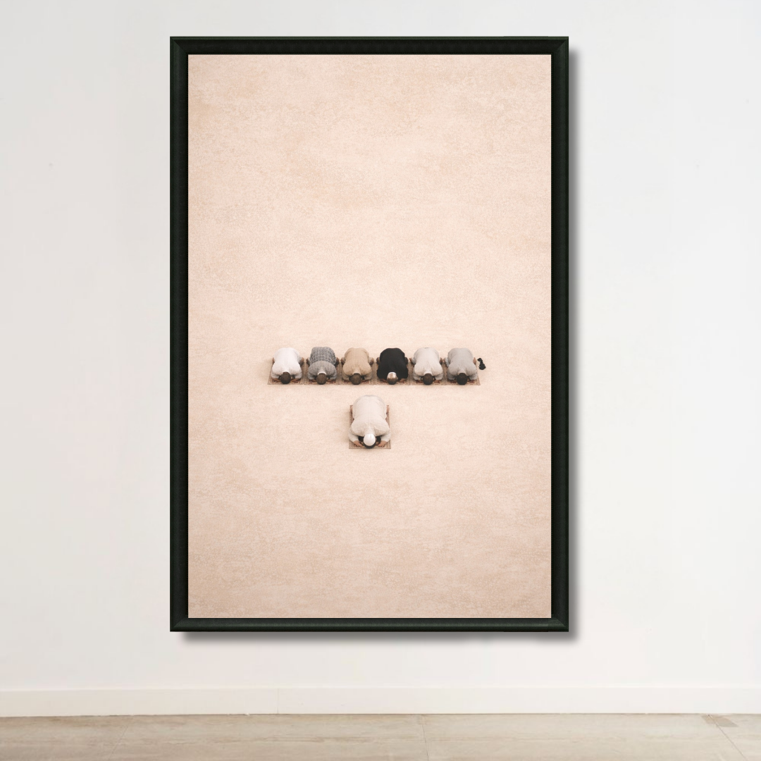 Tableau islamique prière en groupe illustration spirituelle