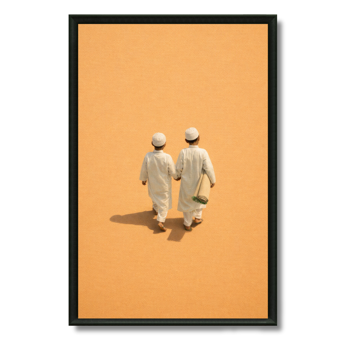 Tableau islamique route mosquée illustration spirituelle