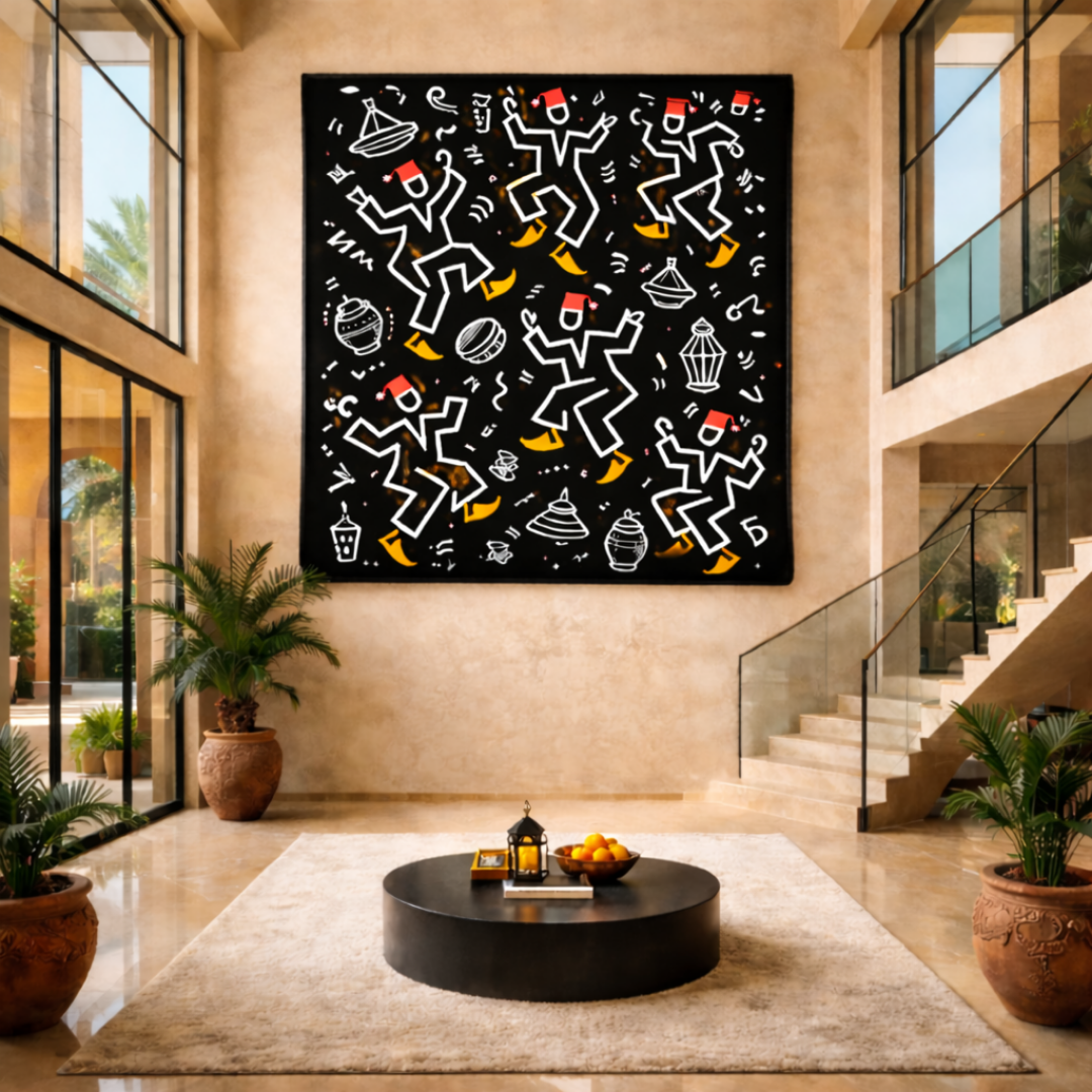 Tableau tarbouch Keith portrait artistique marocain coloré