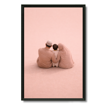 Tableau islamique petite famille muslim illustration spirituelle
