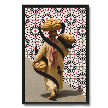 Tableau femme au pain marocaine zellige pop art