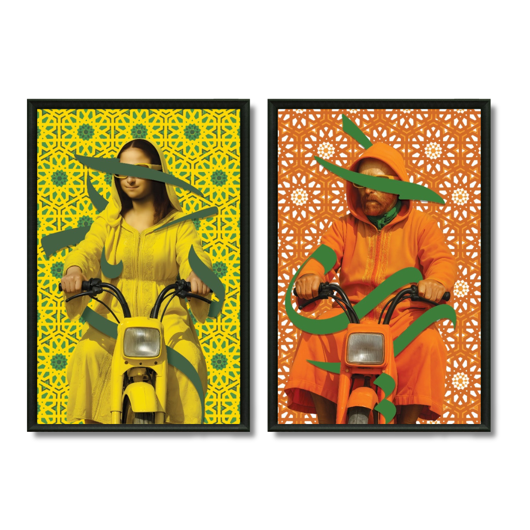 Duo tableaux Pop Art marocain Mona Van Gogh coloré