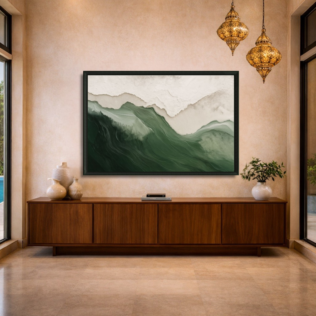 Tableau expression verte abstrait détail