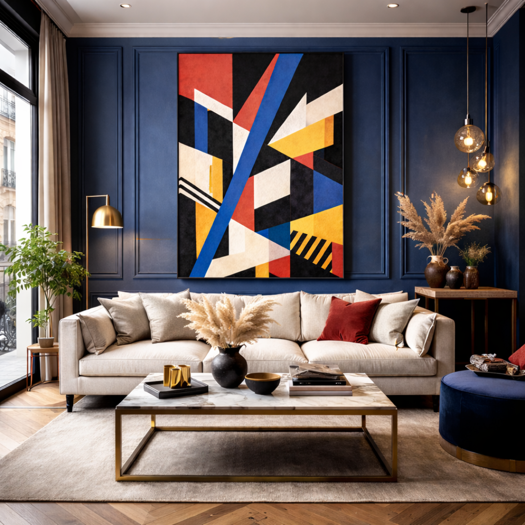 Tableau pop geo art déco coloré moderne