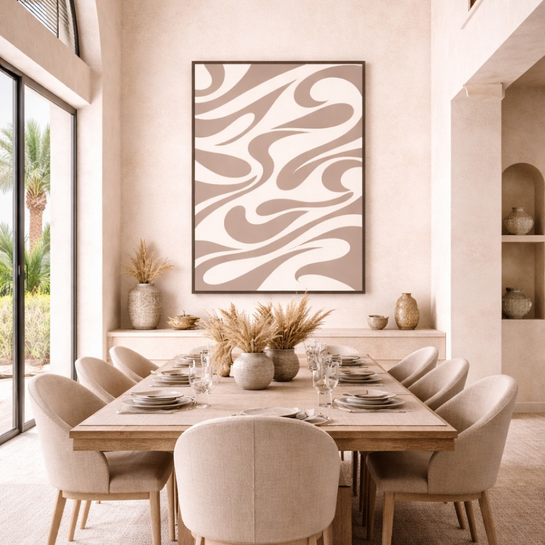 Tableau ondes taupe art déco minimaliste chic