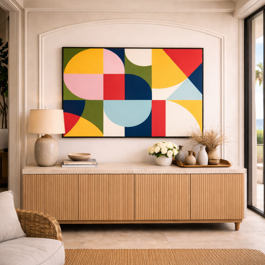 Tableau composition moderne art déco coloré salon