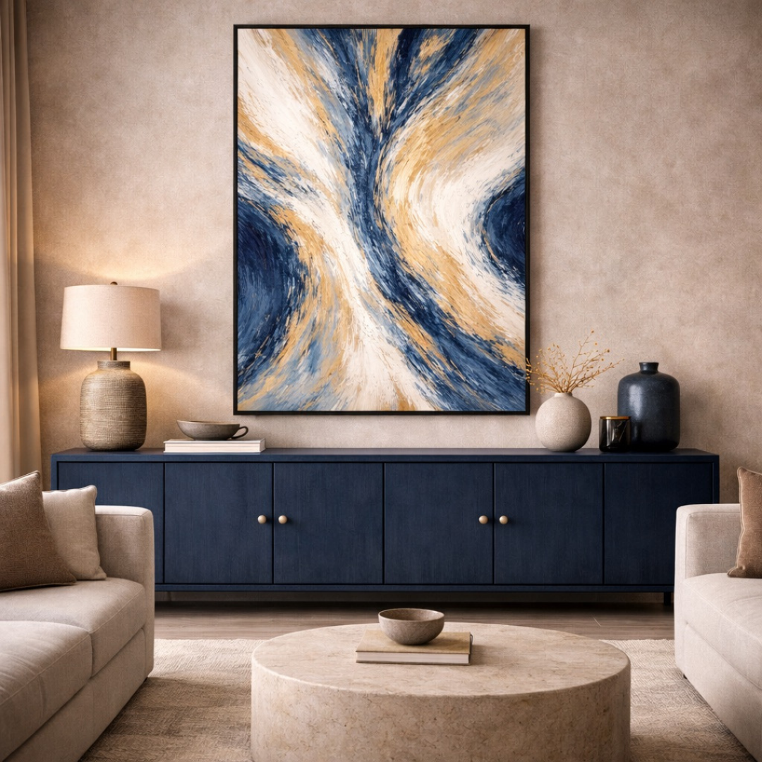 Tableau horizon gold abstrait détail