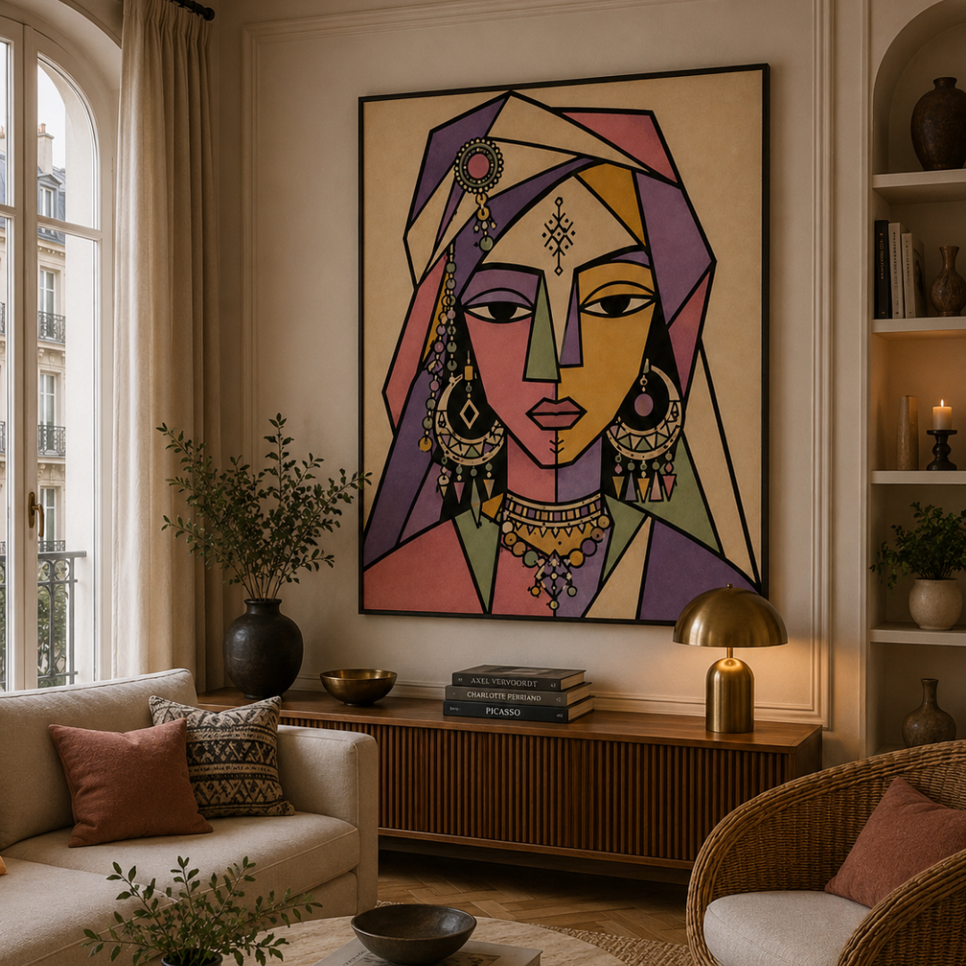 Tableau masque femme berbère marocain détail
