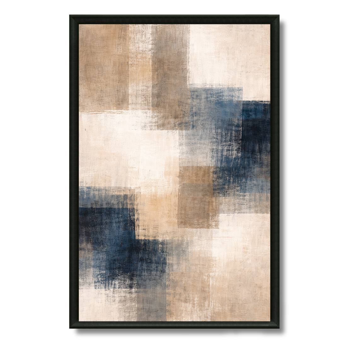 Tableau horizon indigo abstrait apaisé contemporain