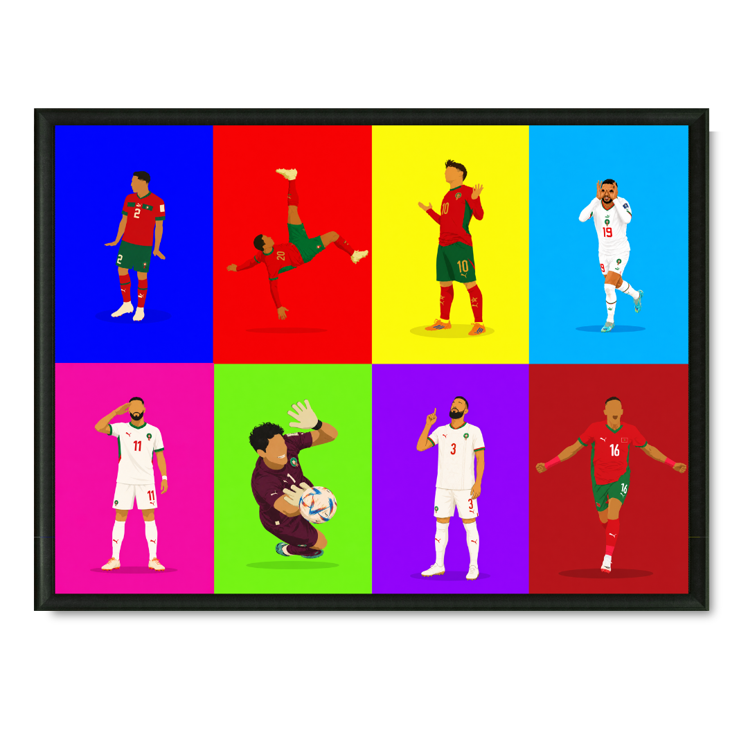 Tableau CDM Maroc célébrations pop art horizontal supporters