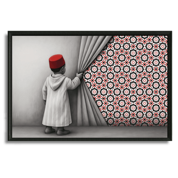 Tableau enfant zellige rouge mémoire Maroc