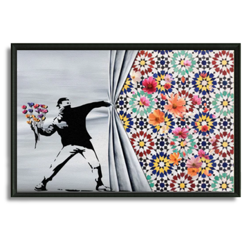 Tableau fleurs en zellij marocain coloré floral