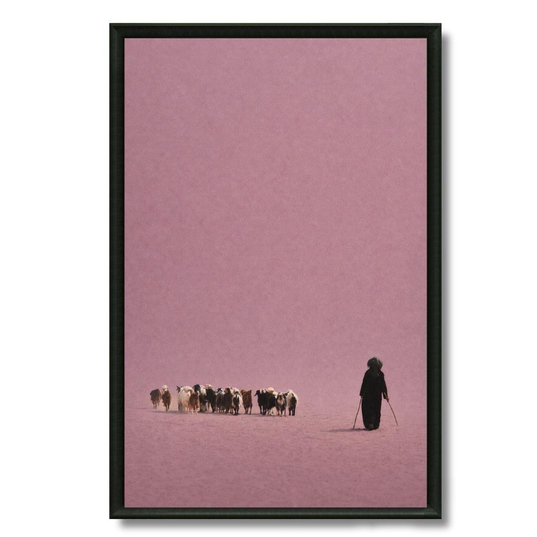 Tableau troupeau mauve paysage marocain pastoral
