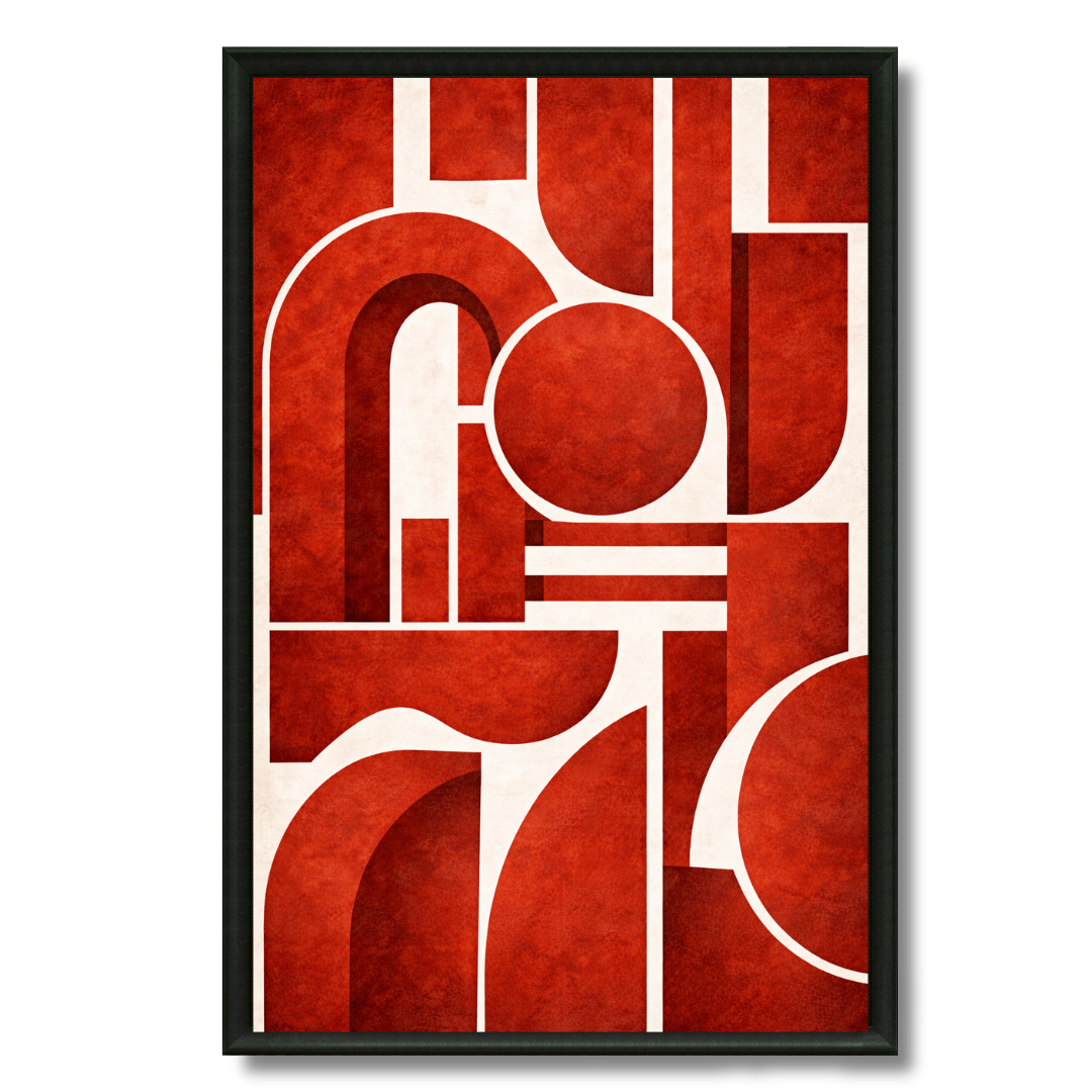 Tableau rouge structure art déco intense contemporain