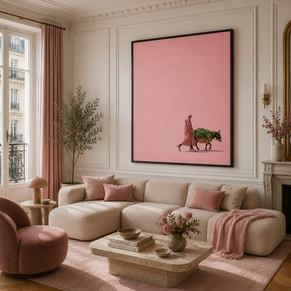 Tableau Haj rose pèlerin marocain tons roses