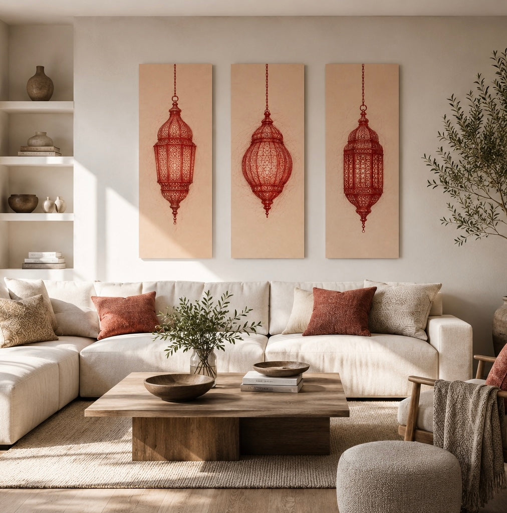 Triptyque dessins lustres marocains artisanat pack