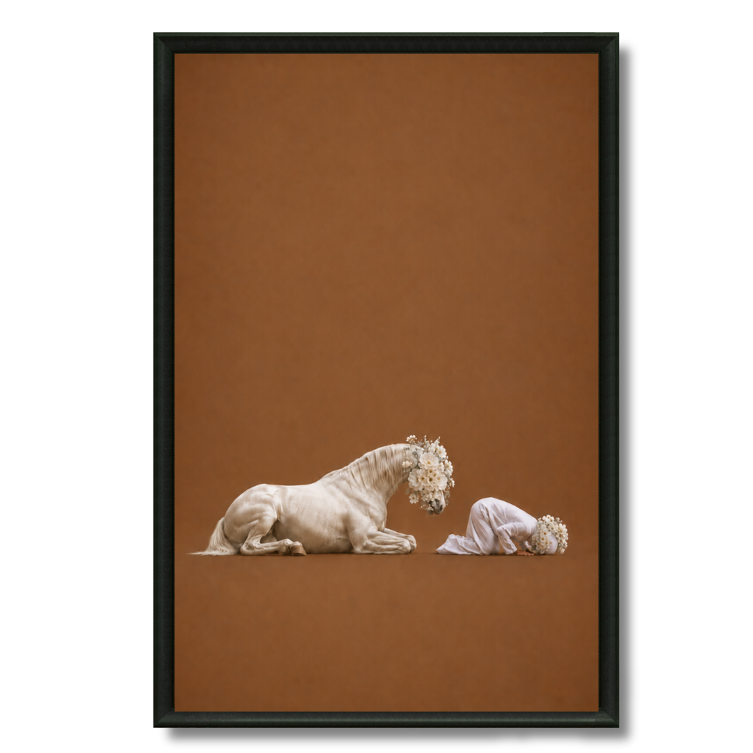 Tableau islamique cheval Dhikr calligraphie spirituel