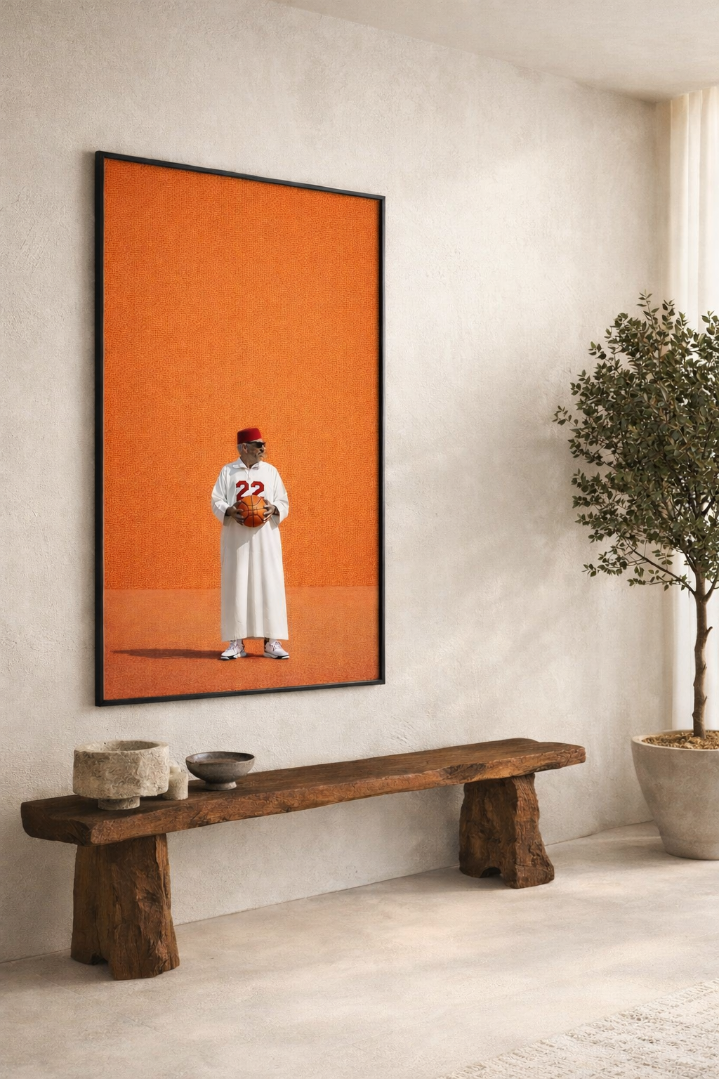 Tableau Haj orange pèlerin marocain tons oranges