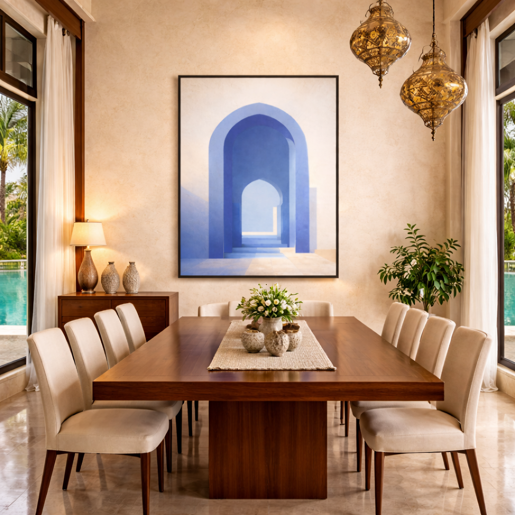 Tableau la porte bleue pop art marocain