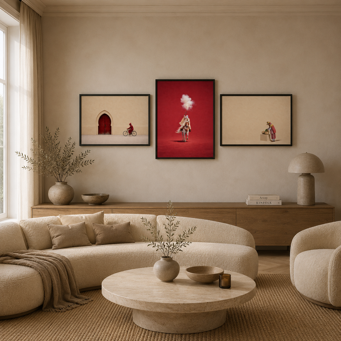 Triptyque le Maroc en beige pack galerie harmonieux