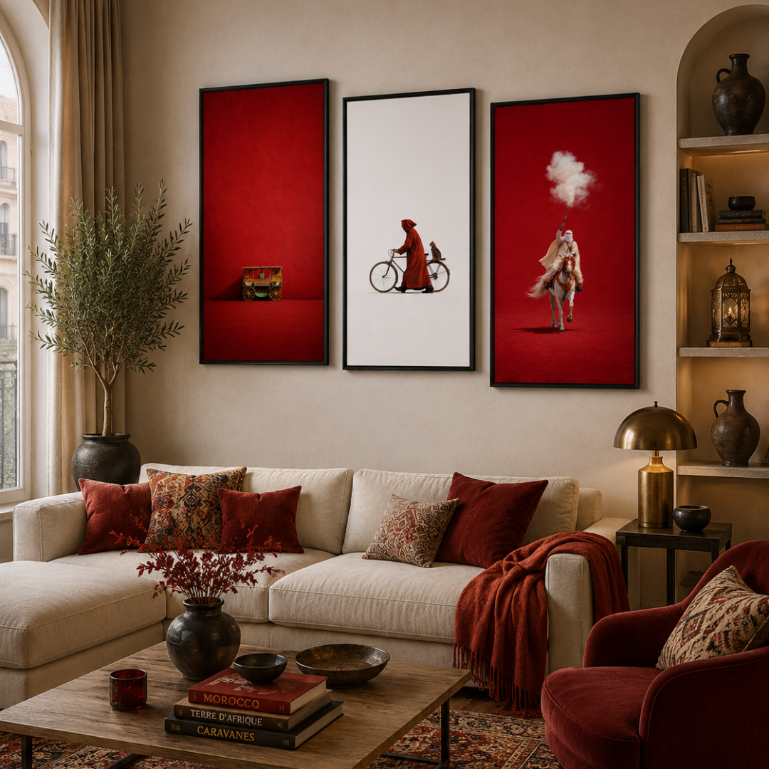 Triptyque blanc et rouge marocain couleurs nationales pack