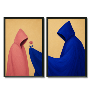 Duo tableaux l'amour abstrait contemporain élégant