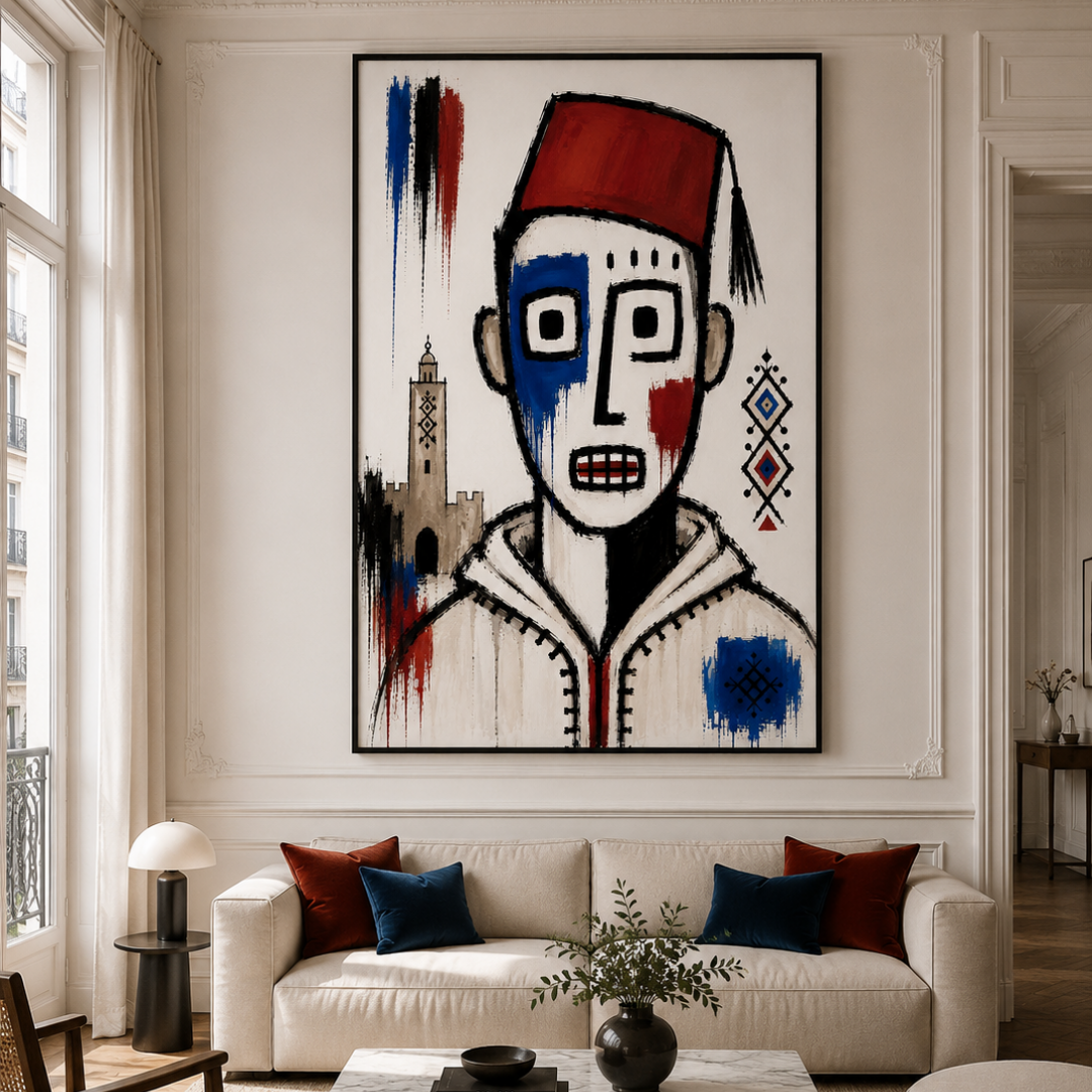Tableau figurine au tarbouch marocain illustration