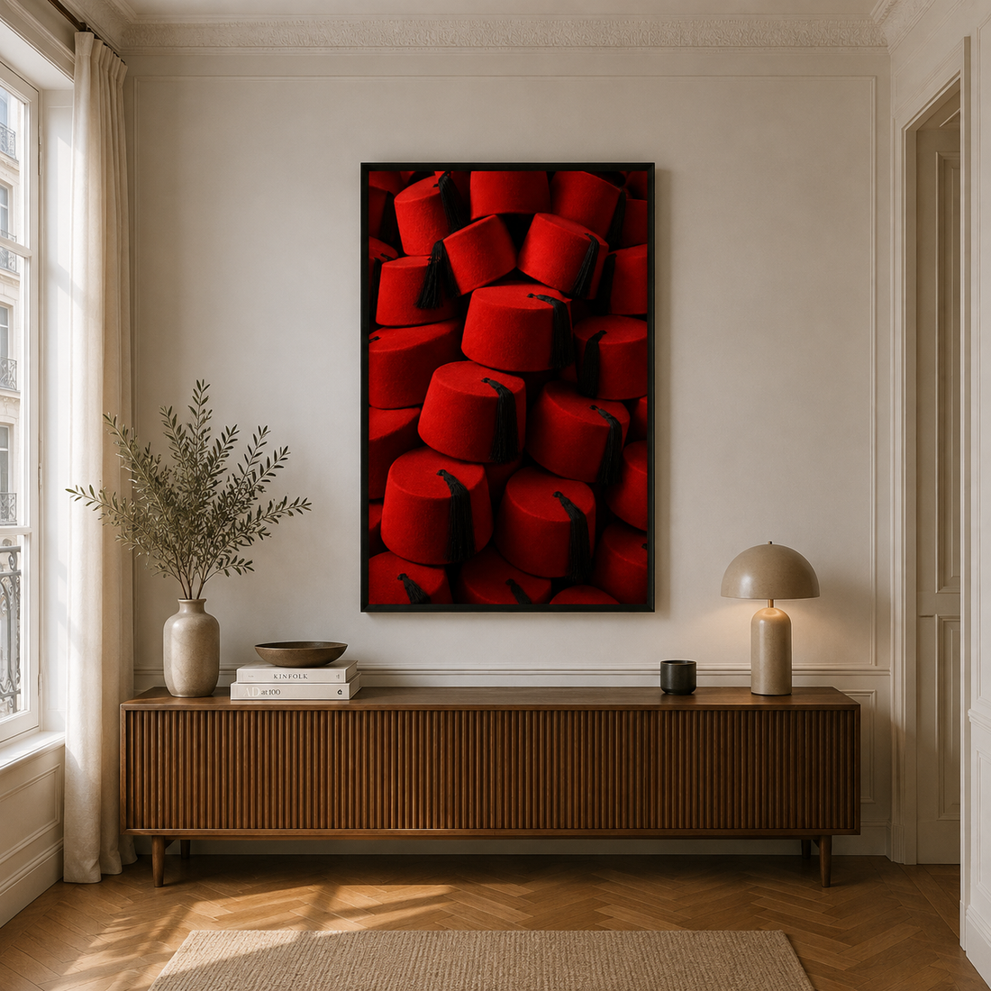 Tableau marocain – Tarbouchs rouges