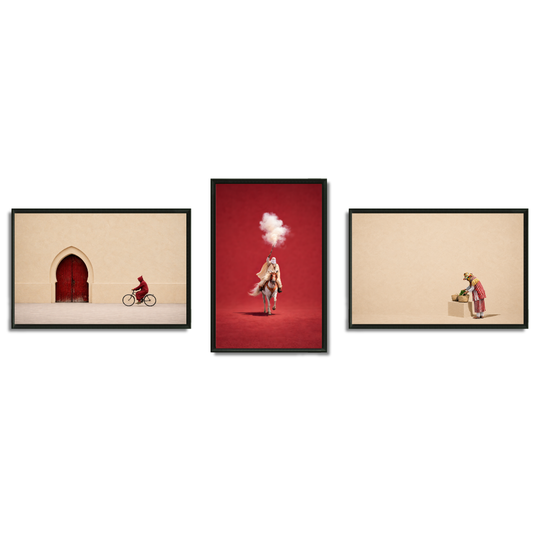 Triptyque le Maroc en beige pack galerie harmonieux