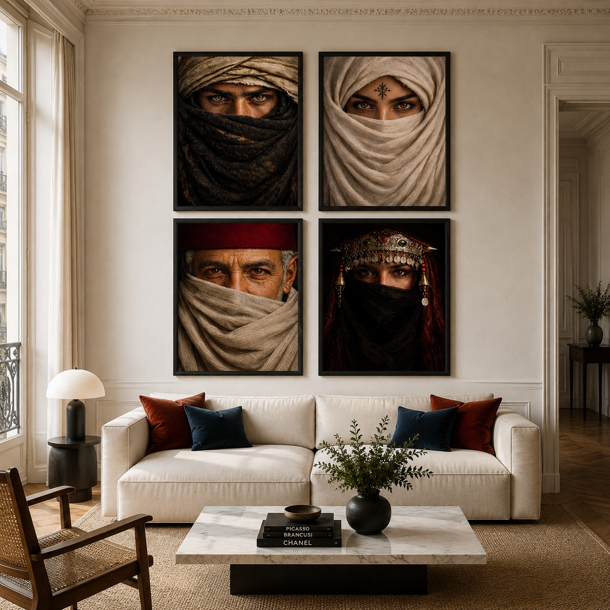 Quadriptyque portraits culture du Maroc détail