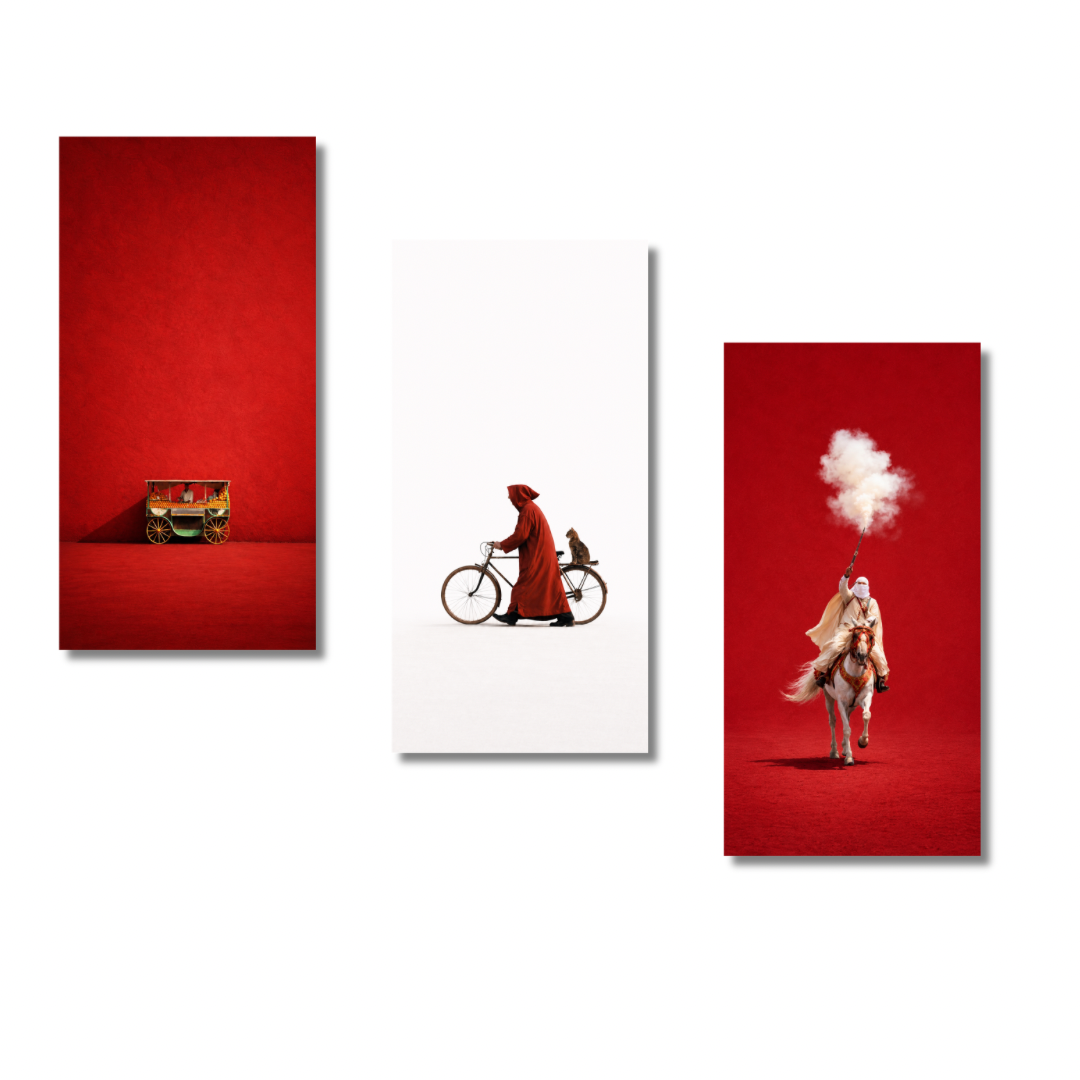 Triptyque blanc et rouge marocain couleurs nationales pack