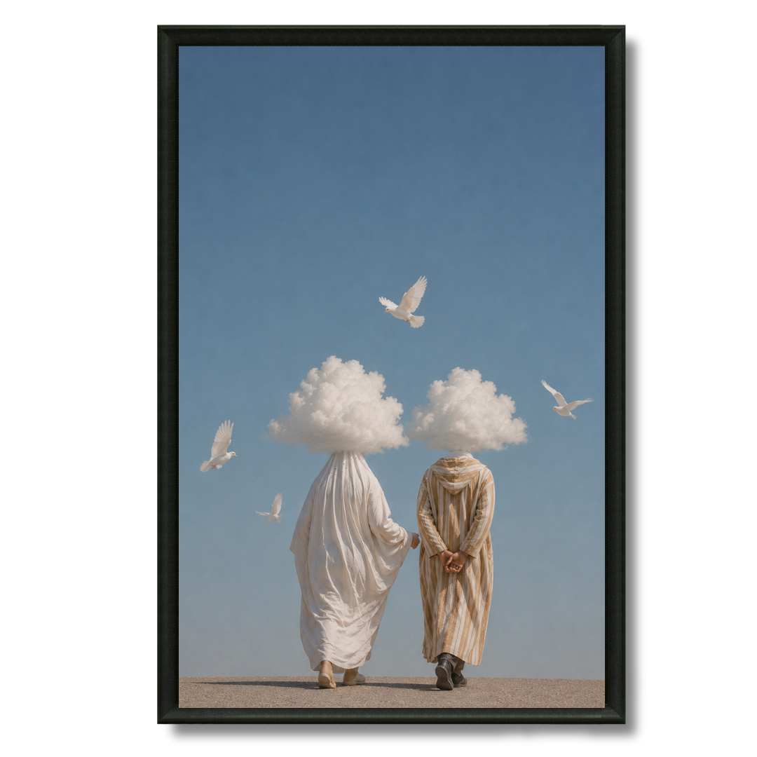 Tableau l'amour éternel marocain illustration poétique