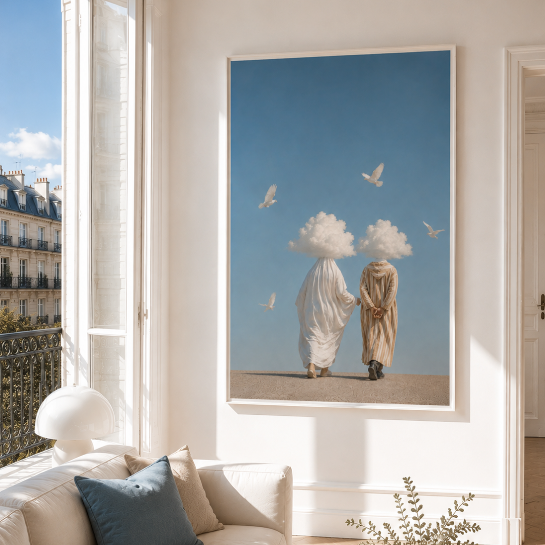 Tableau l'amour éternel marocain illustration poétique