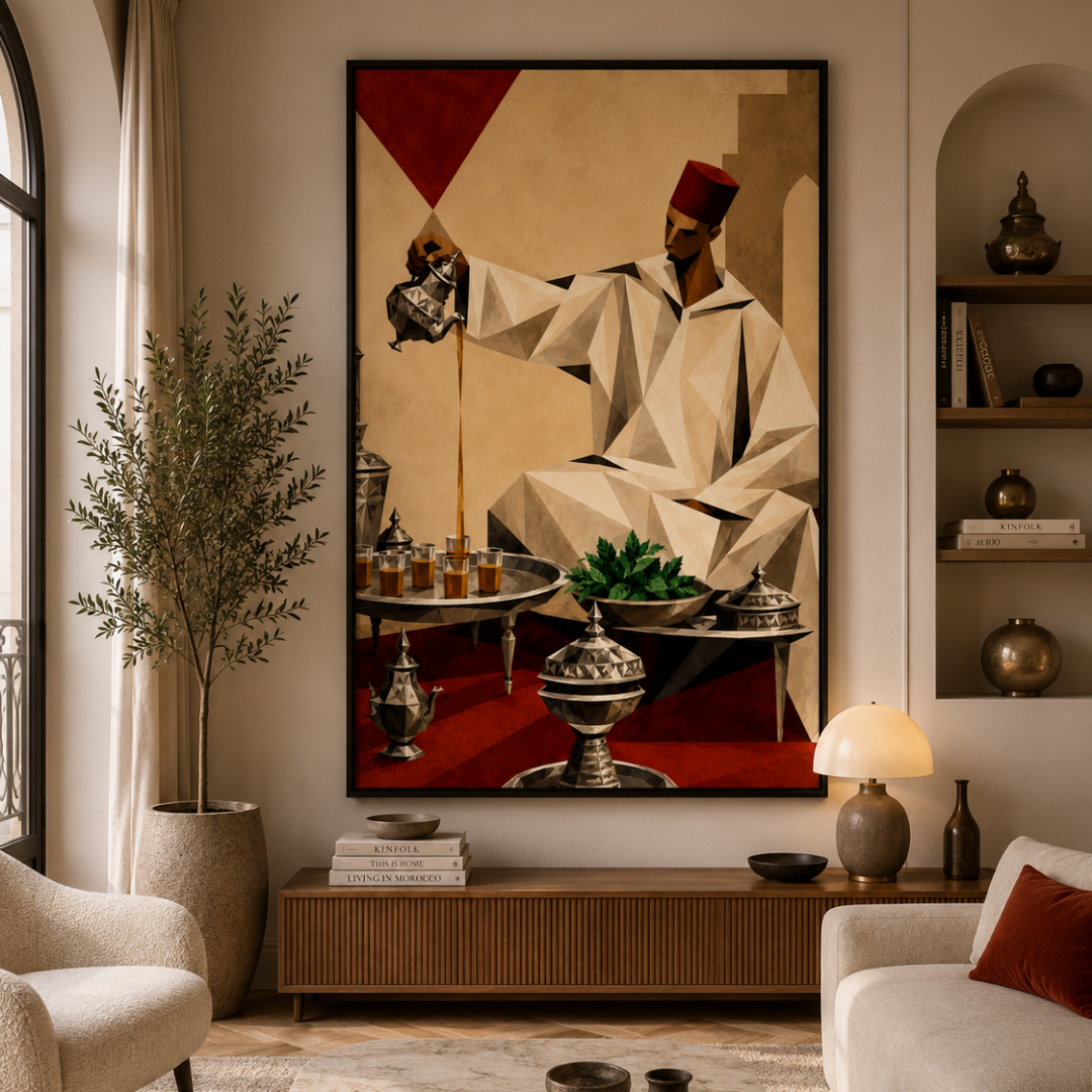 Tableau marocain – Le vendeur de Thé Cubisme